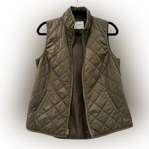 Old Navy | Olive Green Quilted Puffer Vest, Zip Front, S